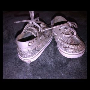 Toddler Sperry Top Siders Silver sparkle US 1M